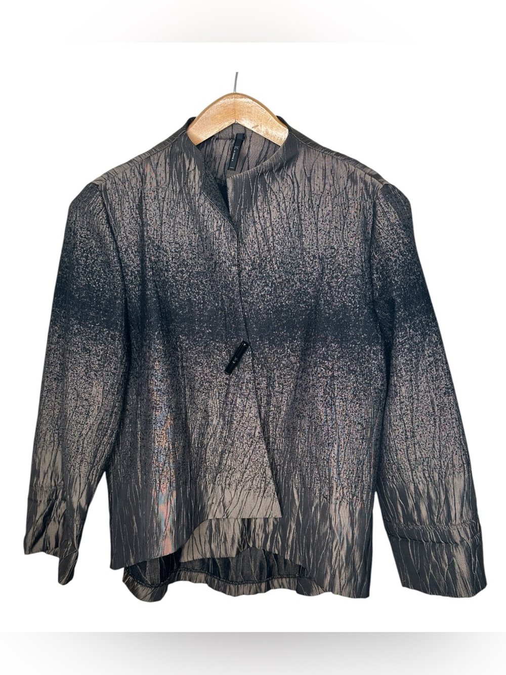 IC By Connie K Crinkle Jacket Topper Iridescent Shimmer Size Large Brown Black
